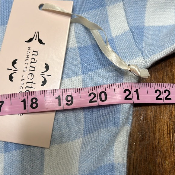 Nanette Lepore Blue Cream Plaid Button Up Cardigan Sz M NWT - Picture 8 of 12